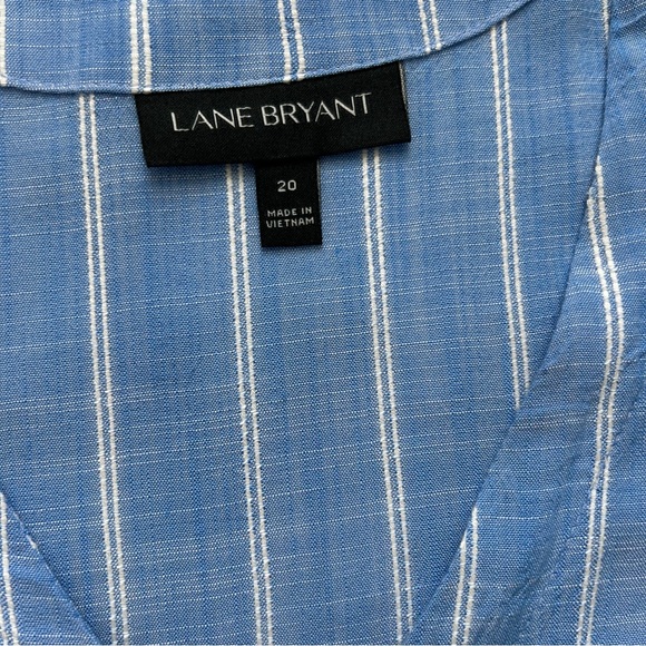 Lane Bryant Midi Dress Women’s 20 Blue White Striped Tie Waist V-Neck Soft Comfy - Picture 3 of 12